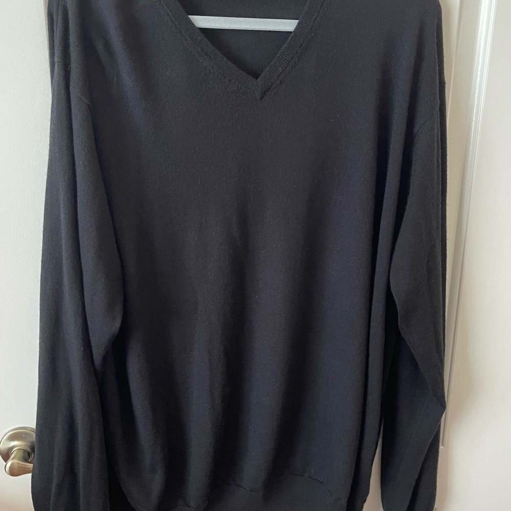 Peter Millar Black V-Neck Sweater Classic Knit Size 3XL